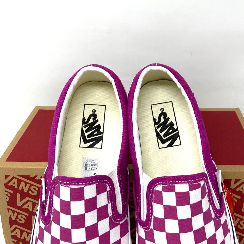 VANS Classic Slip On Checkerboard Low Top Fuchsia men’s Sneakers VN000XG8AZY - Picture 9 of 11